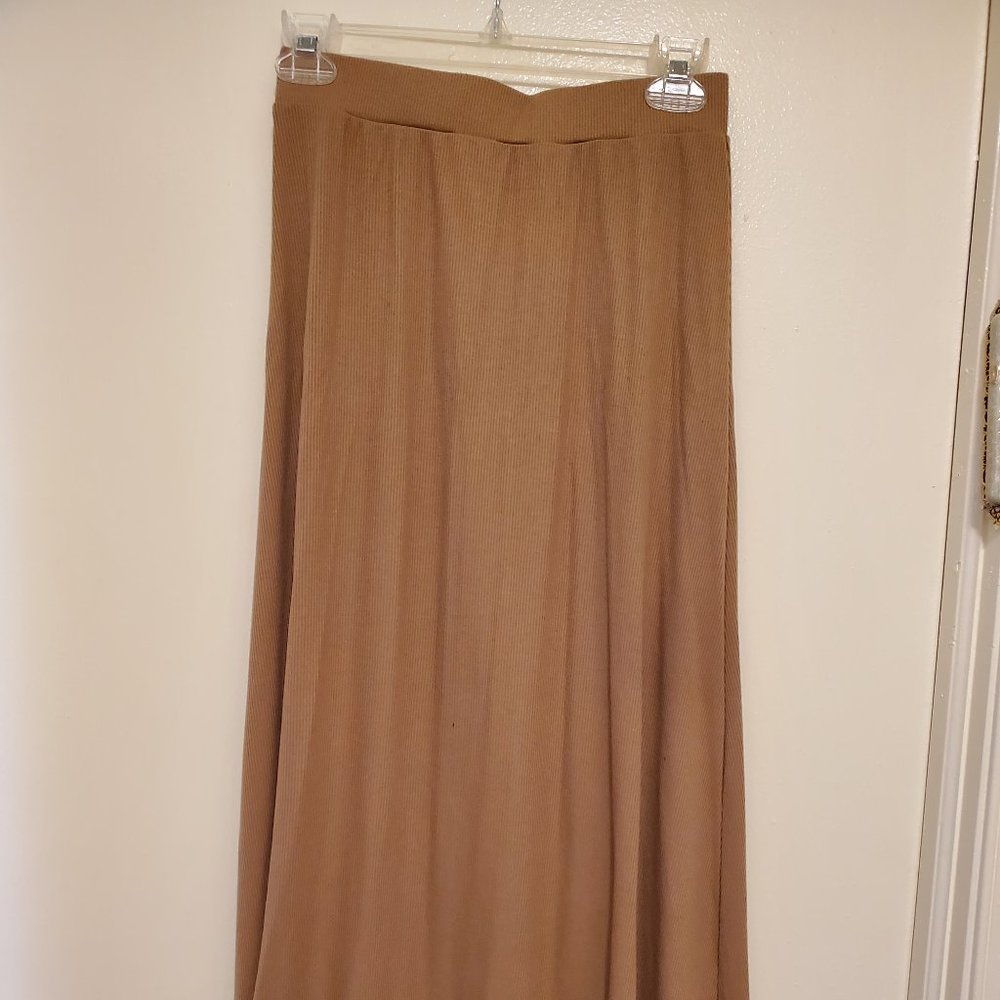 Maxi Camel/Brown Fine Ribbed Skirt